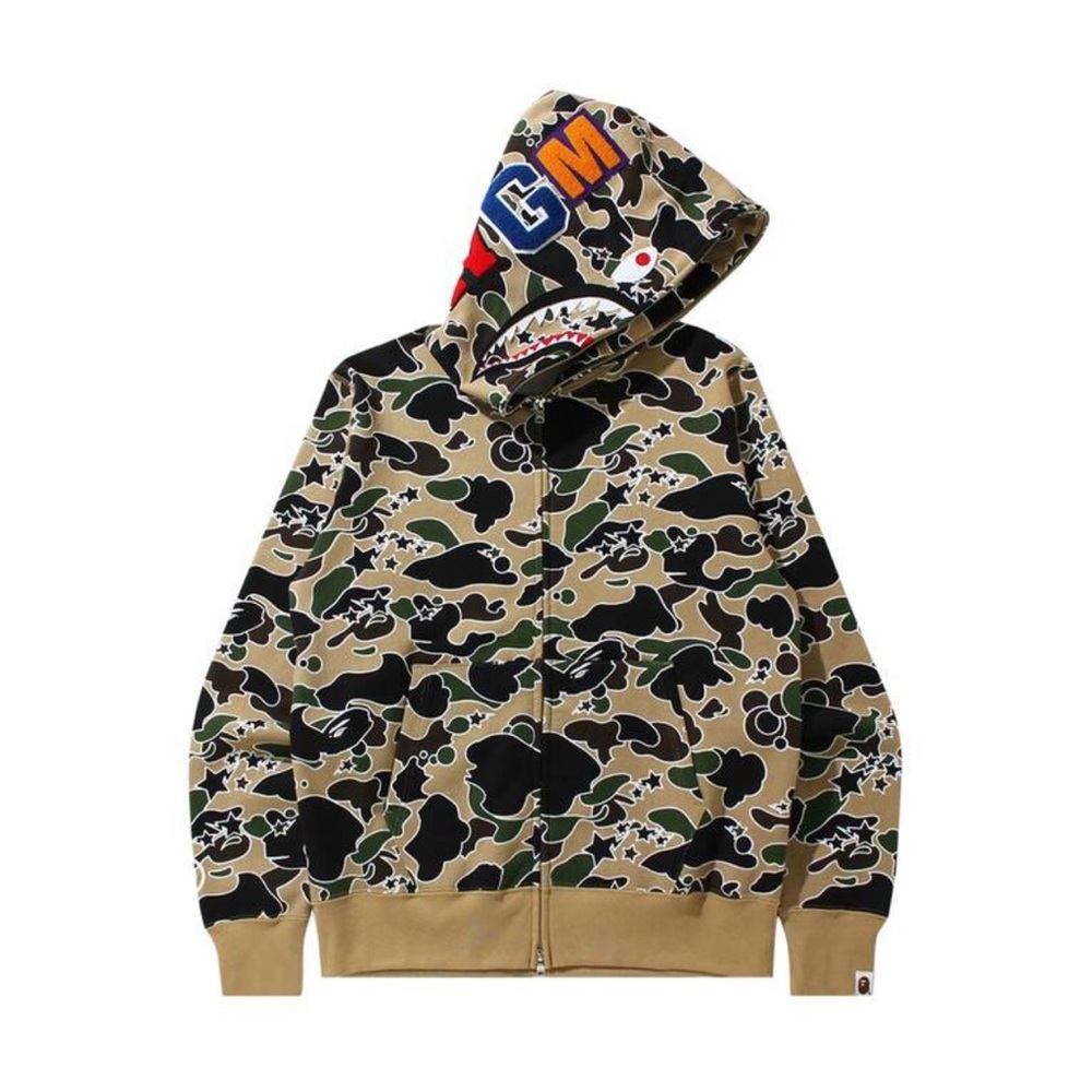 BAPE sta camo shark zip hoodie